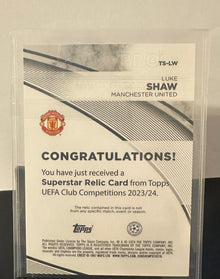 Luke Shaw - Manchester United Relic Card. 2024 Topps UEFA set - Patrick’s Comics & Cards