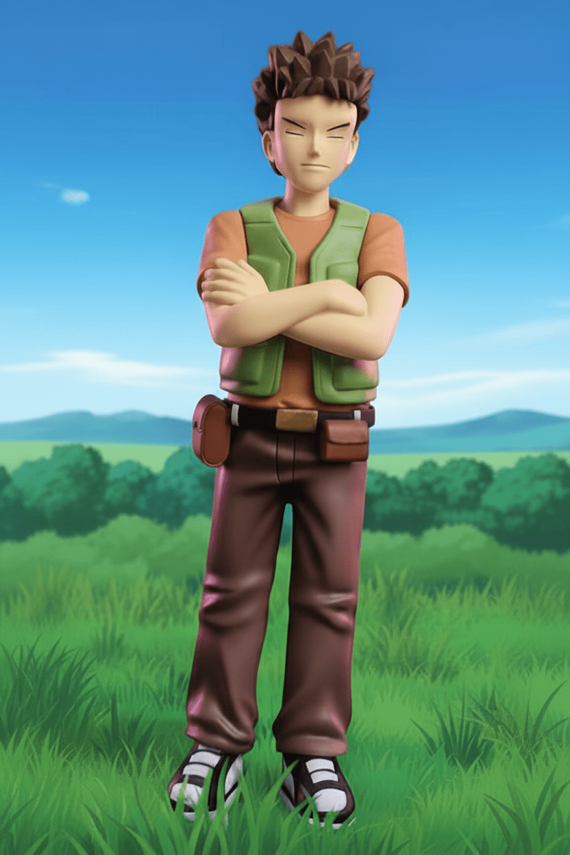 Pokémon Brock Trainer Figure – Classic Anime Style Collectible – Pewter Gym Leader Display Statue - 13cm/5.1in - Patrick’s Comics & Cards